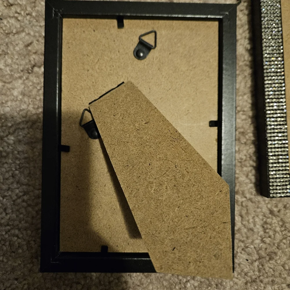 Set Of 2 Black Picture Frames with Rhinestone Border
